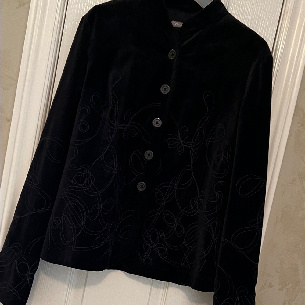 Tristan & Iseut Black Velvet Women's Blazer ♥️ - Picture 2 of 11